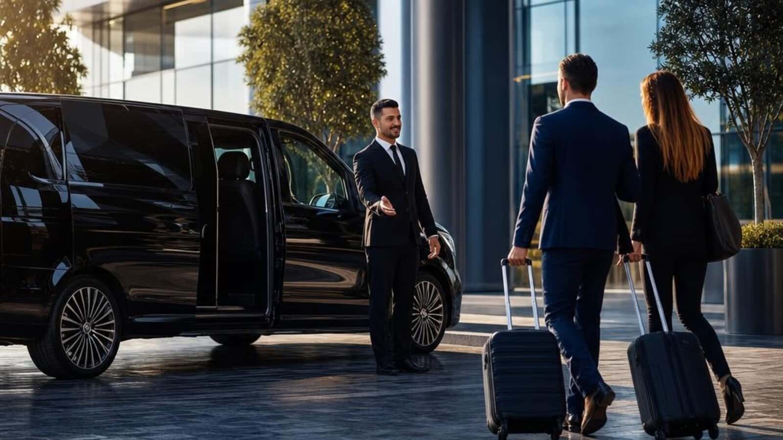Kurumsal ofis önünde iş misafirlerini karşılayan VIP transfer aracı.
