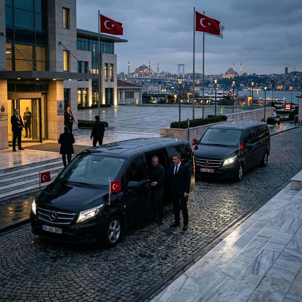 Protokol misafirleri için hazır VIP araç.
