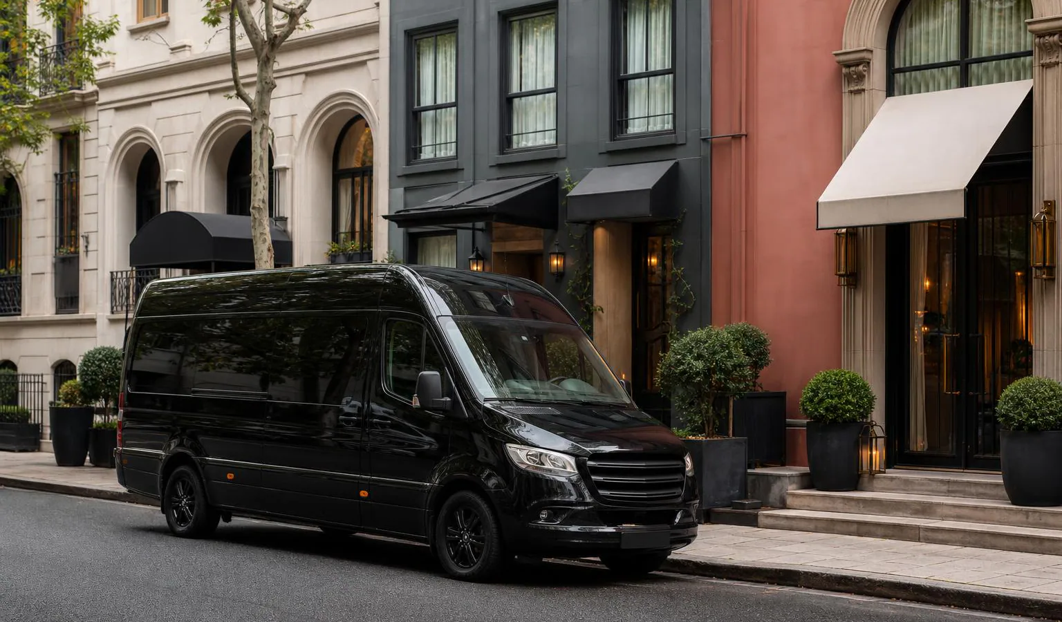 Group transfer vehicle stopping at different hotels
